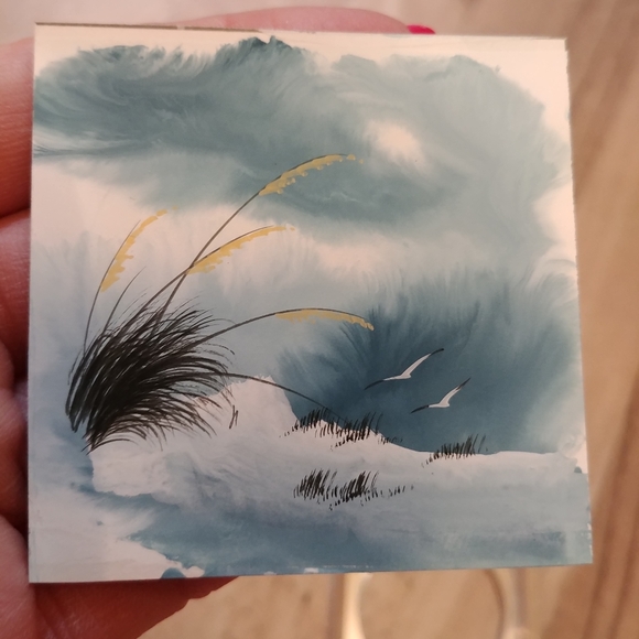 Miniature Seaside Seagul Painting Unsigned - Picture 2 of 2